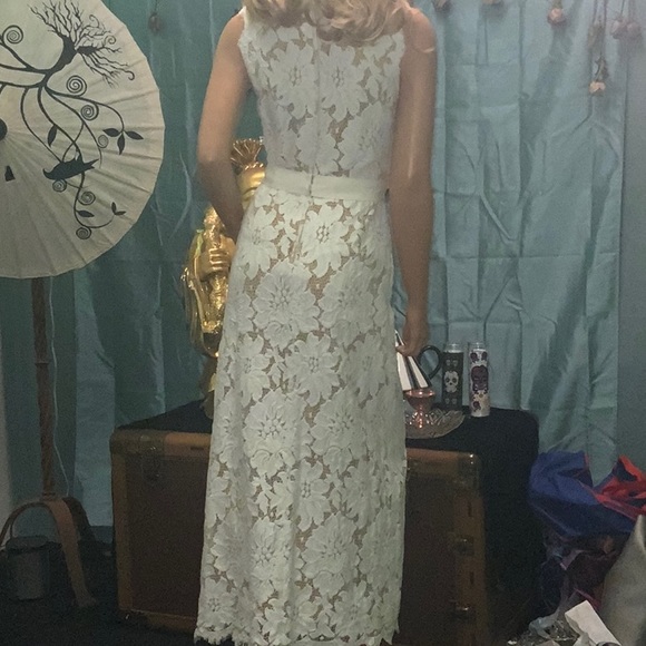 VINTAGE 60’S FLORAL LACE MAXI DRESS W/NUDE SLIP 6 - Picture 8 of 14